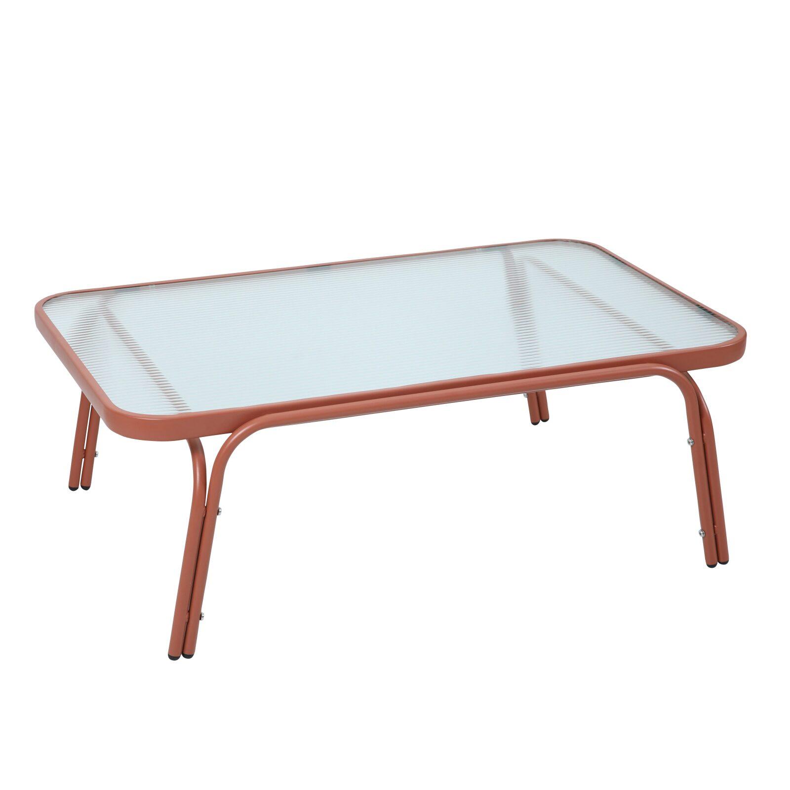 Salotto da giardino in metallo e vetro temperato a 4 posti 