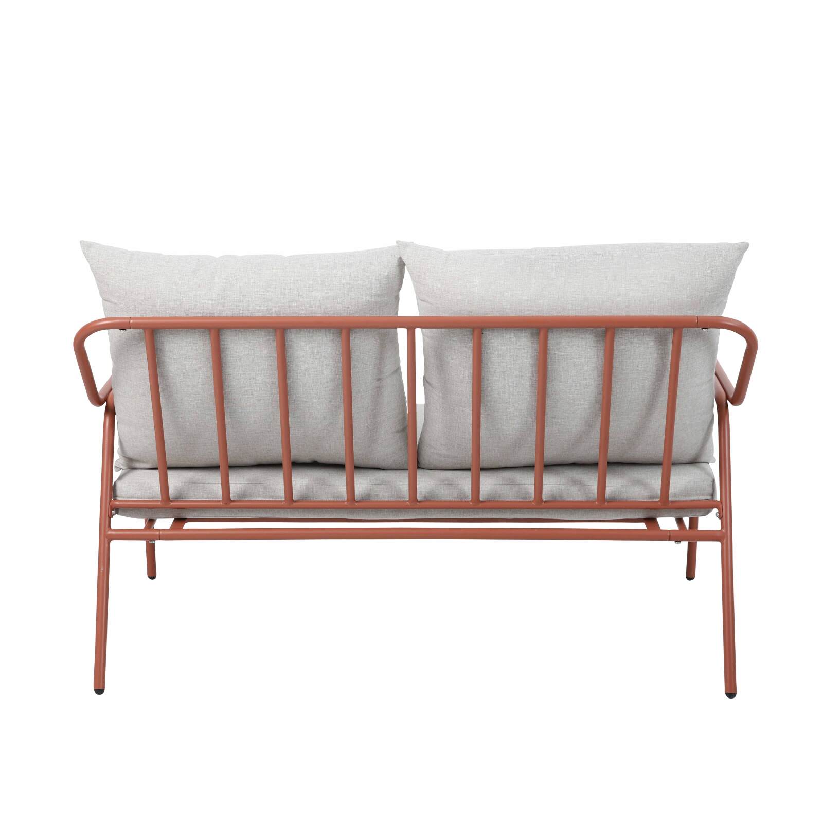 Salotto da giardino in metallo e vetro temperato a 4 posti 