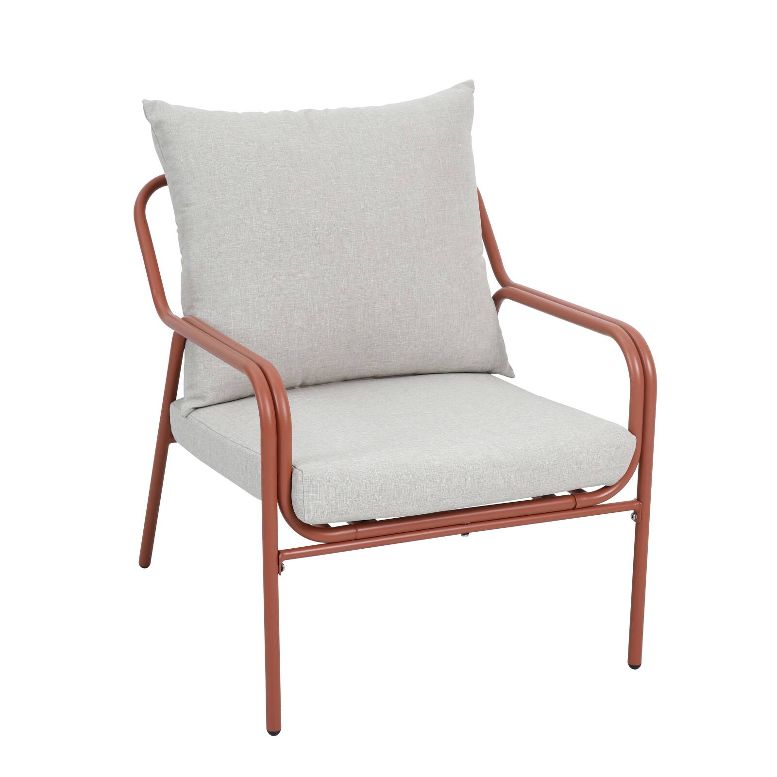 Salotto da giardino in metallo e vetro temperato a 4 posti 