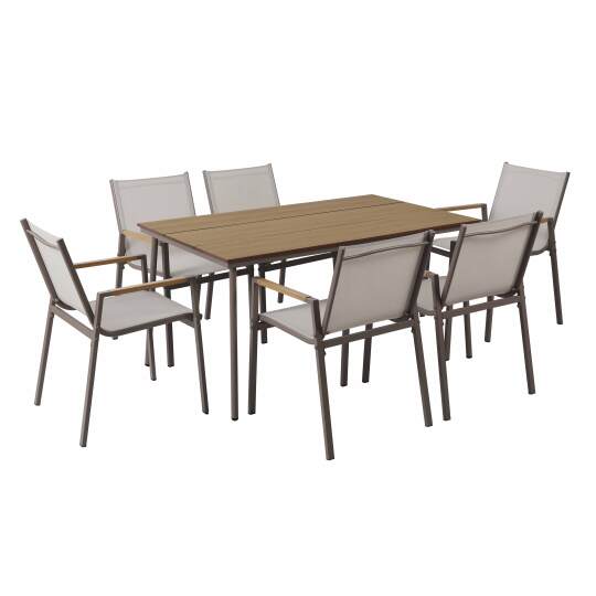 Tavolo da giardino in metallo e polywood 150x90 cm e 6 sedie