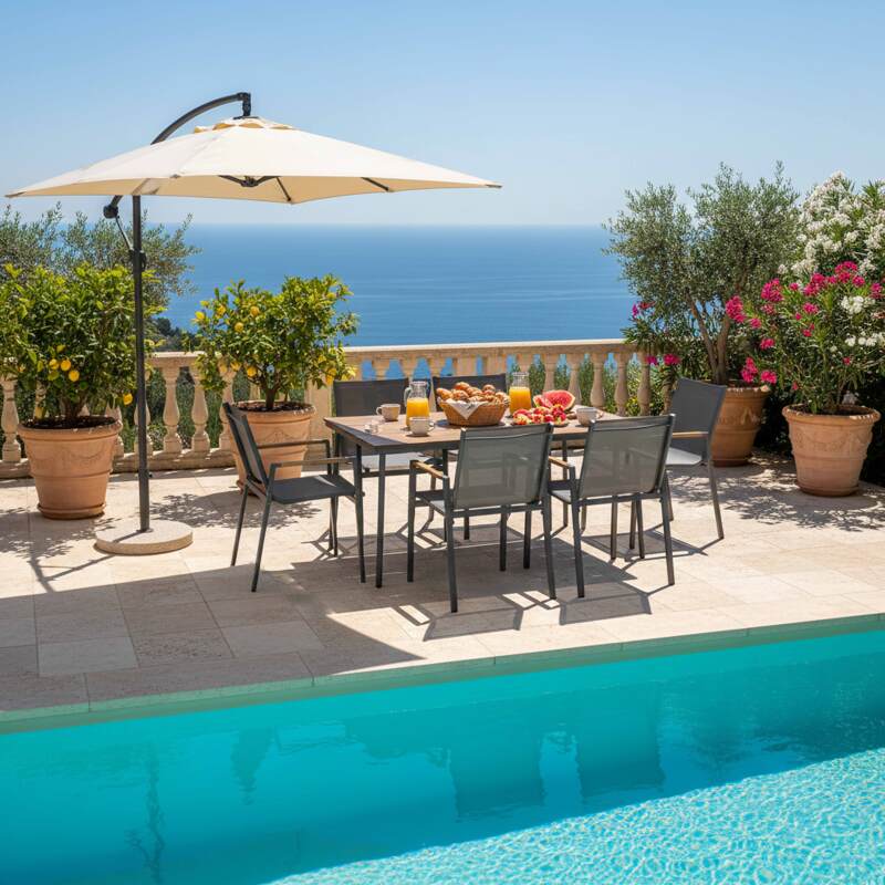 Tavolo da giardino in metallo e polywood 150x90 cm e 6 sedie (7/8)