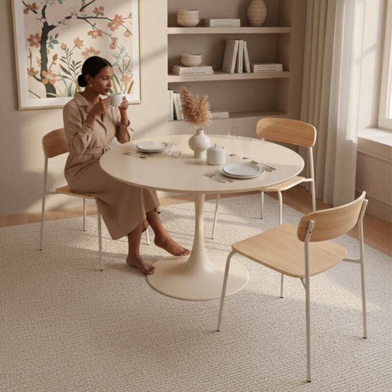 Tavolo da pranzo rotondo tinta unita 4 persone