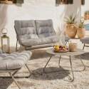 Mobile da giardino in metallo a 4 posti con 1 divano, 2 poltrone e tavolino