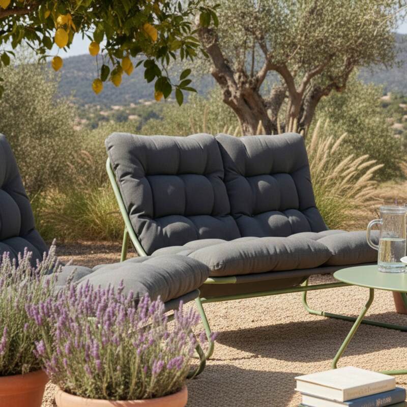 Mobile da giardino in metallo a 4 posti con 1 divano, 2 poltrone e tavolino (5/9)