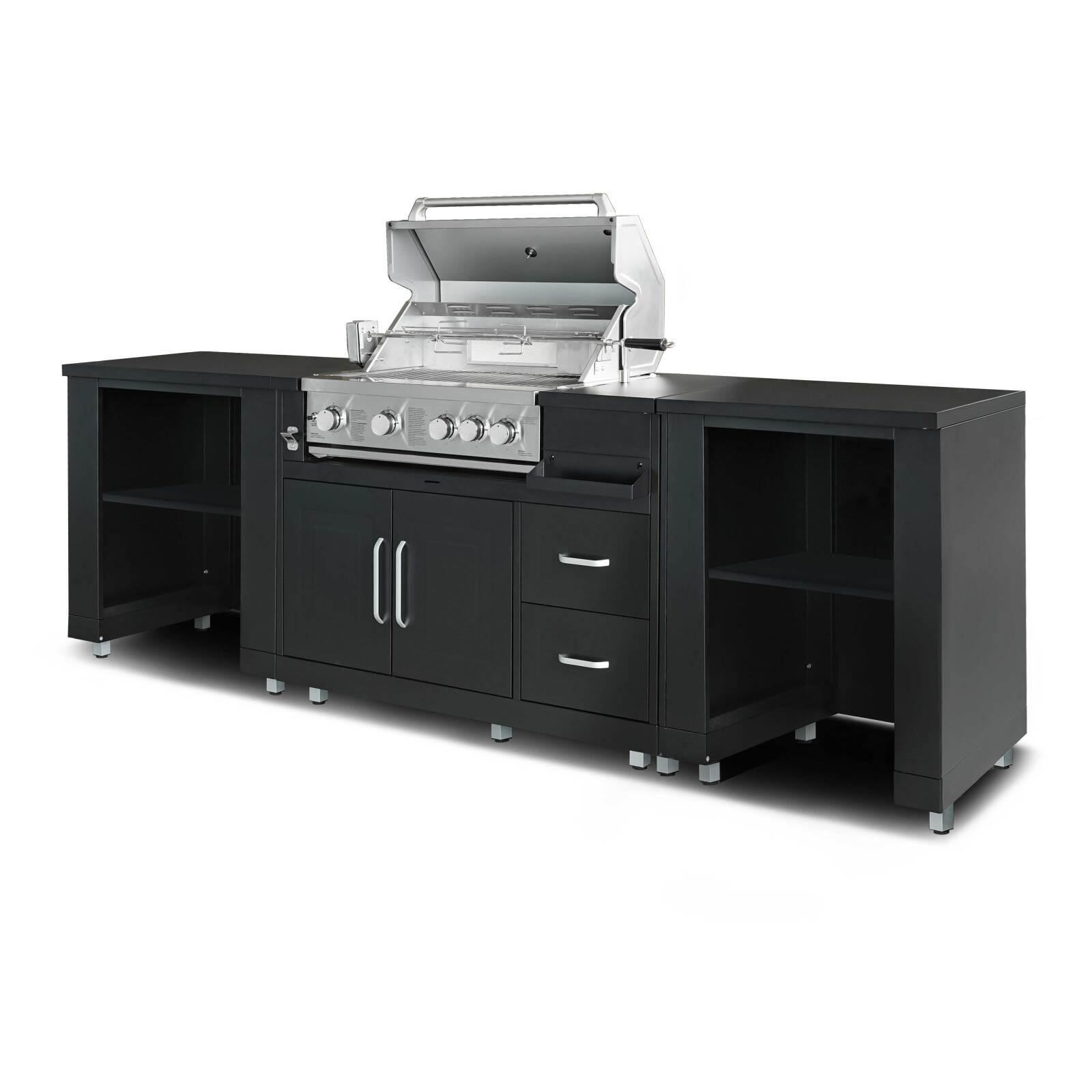 Cucina da esterno in metallo con barbecue e spazio - 3 moduli