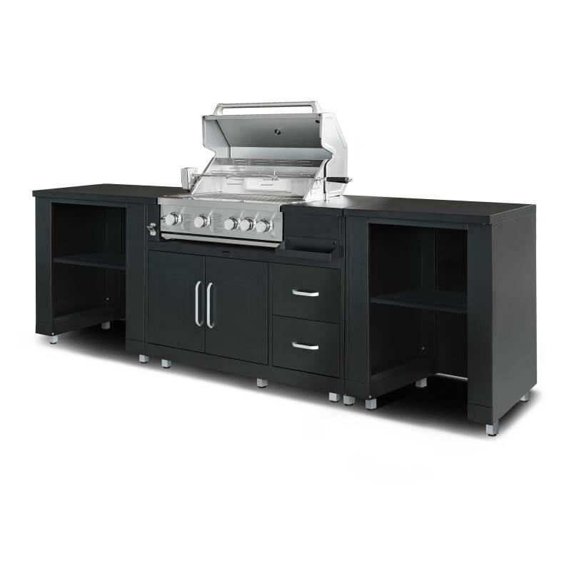 Cucina da esterno in metallo con barbecue e spazio - 3 moduli