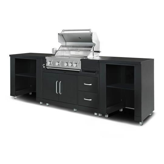 Cucina da esterno in metallo con barbecue e spazio - 3 moduli | Oviala