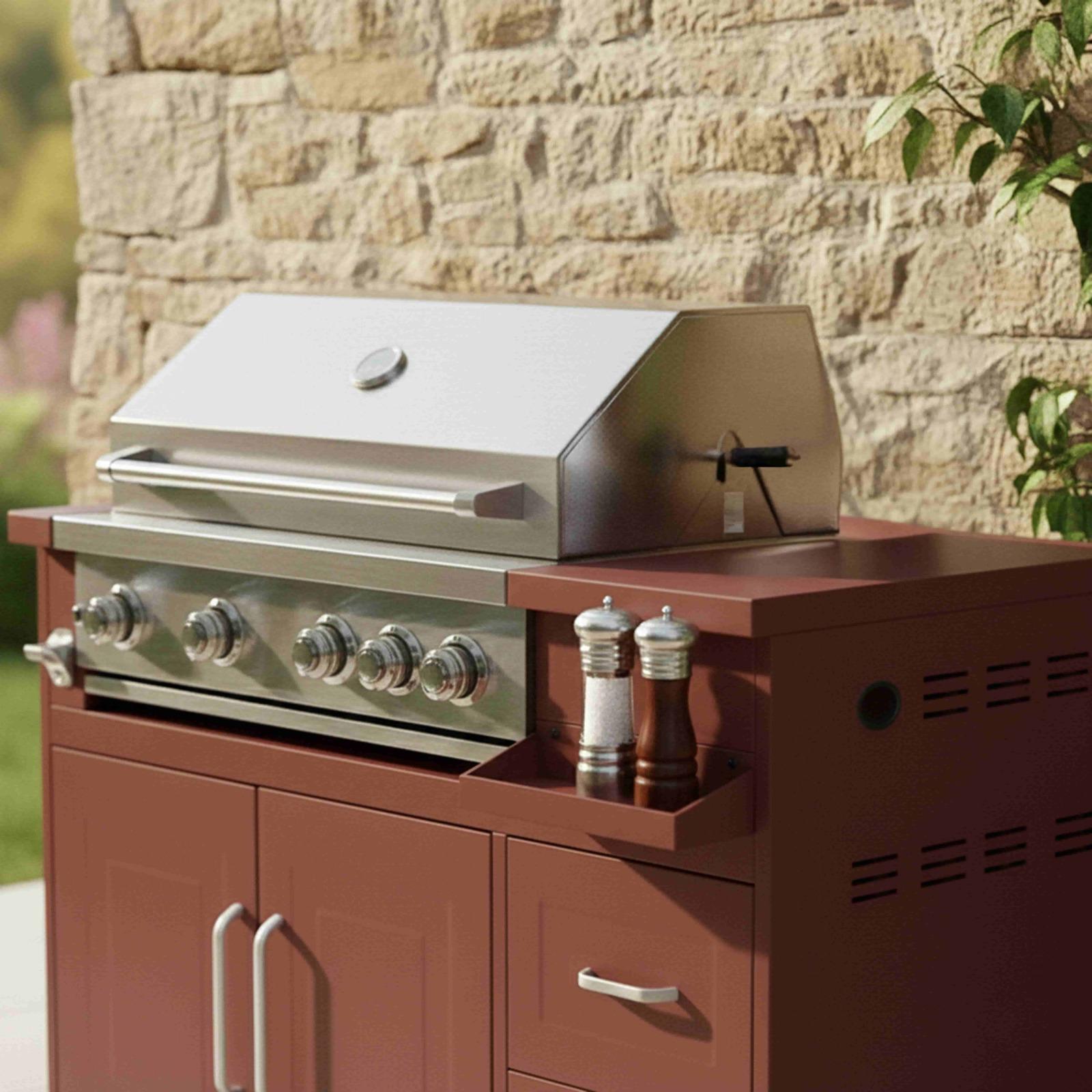 Cucina da esterno in metallo con barbecue e spazio - 3 moduli