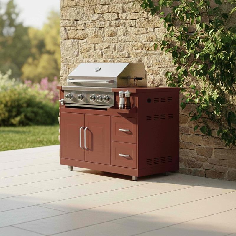 Cucina da esterno in metallo con barbecue e spazio - 3 moduli (4/7)