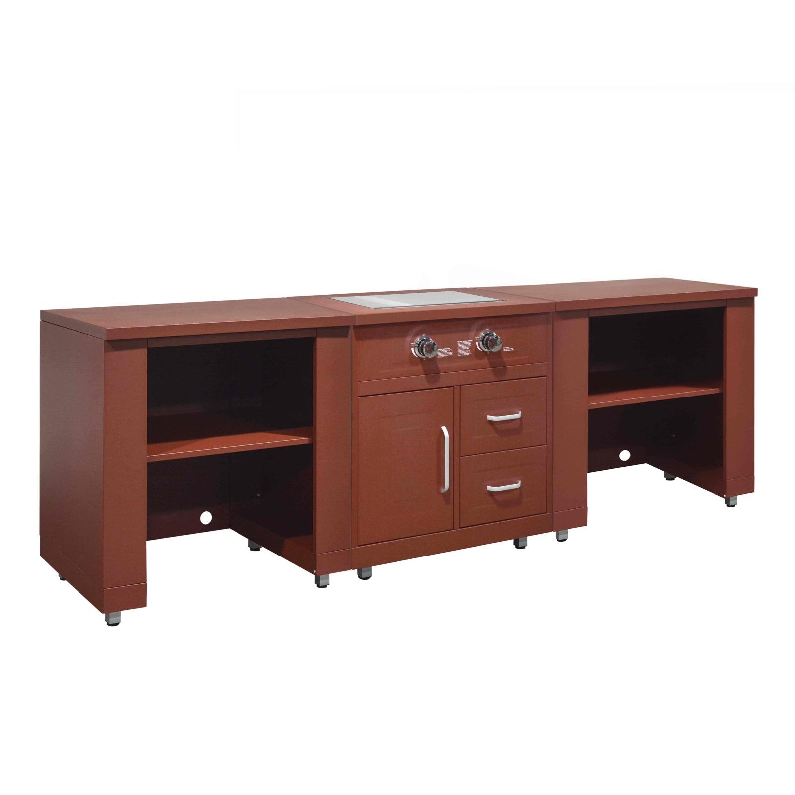 Cucina da esterno in metallo con fornello a gas e spazio - 3 moduli