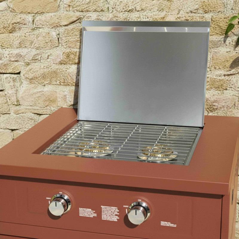 Cucina da esterno in metallo con fornello a gas e spazio - 3 moduli (2/6)