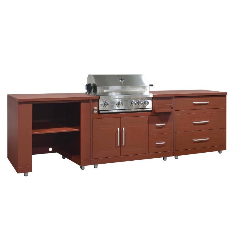 Cucina da esterno in metallo con barbecue e spazio - 3 moduli