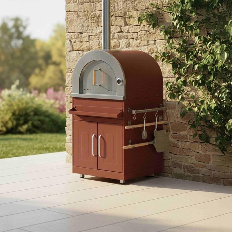 Cucina da esterno in metallo con forno a legna e spazio - 4 moduli (2/6)