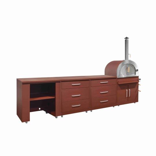 Cucina da esterno in metallo con forno a legna e spazio - 4 moduli | Oviala