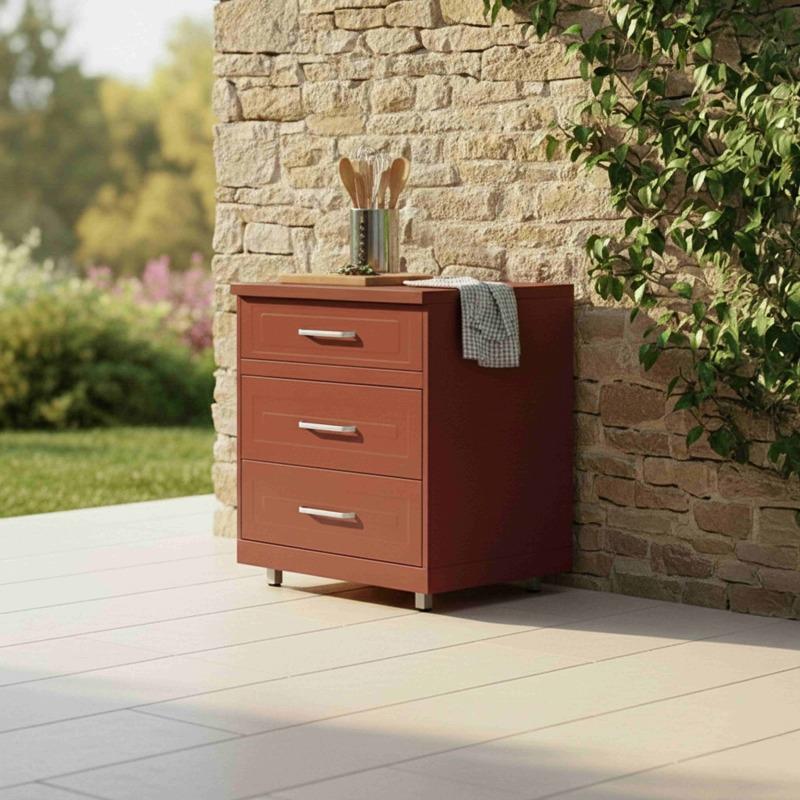 Cucina da esterno in metallo ad angolo con lavatoio da esterno, barbecue e spazio - 5 moduli (4/8)