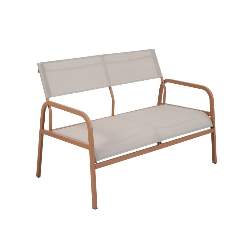 Salotto da giardino in metallo e textilene a 4 posti con 1 divano, 2 poltrone e tavolino (5/8)