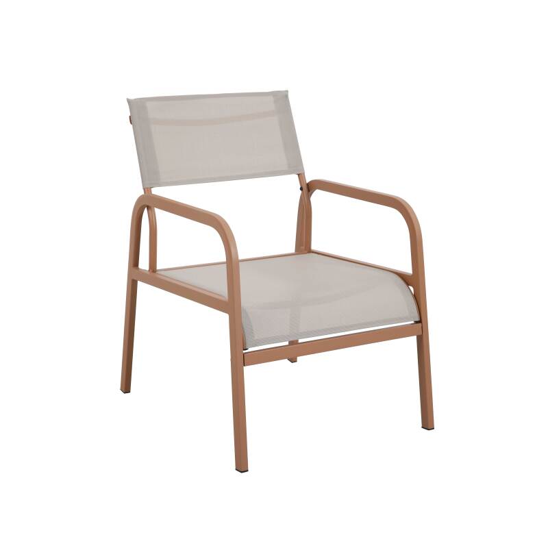 Salotto da giardino in metallo e textilene a 4 posti con 1 divano, 2 poltrone e tavolino (6/8)