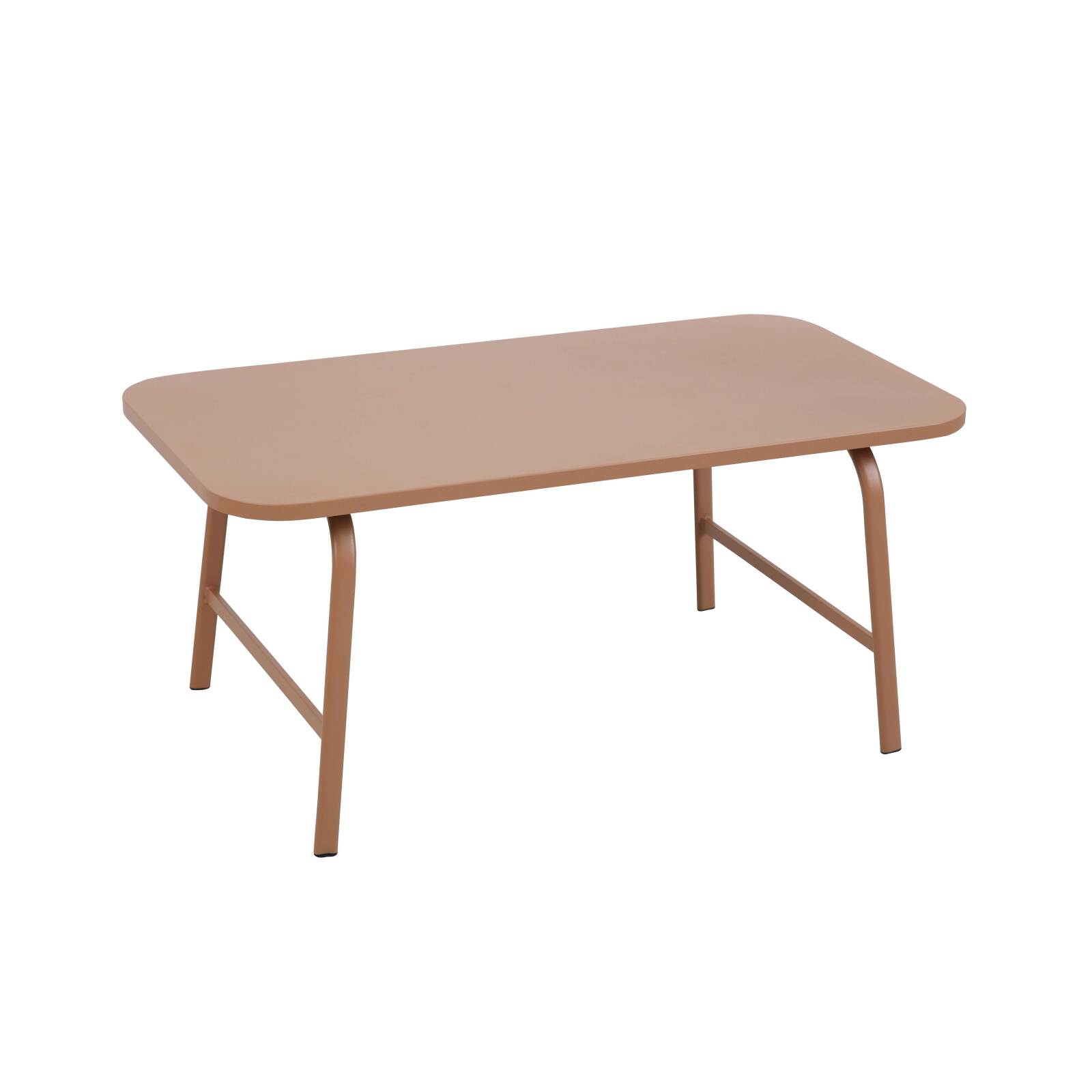 Salotto da giardino in metallo e textilene a 4 posti con 1 divano, 2 poltrone e tavolino