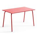 Tavolo da giardino rettangolare 120 x 70 cm e 4 sedie con braccioli in metallo