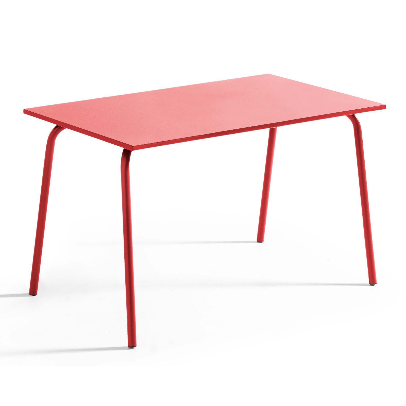 Tavolo da giardino rettangolare 120 x 70 cm e 4 sedie con braccioli in metallo