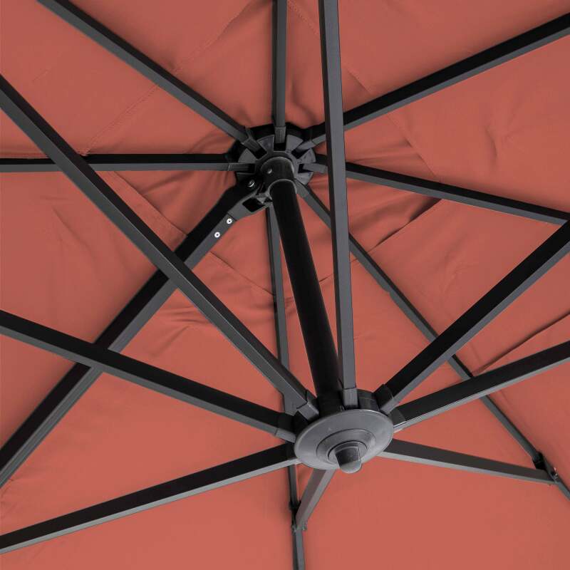 Ombrellone a braccio 4x3 m rettangolare inclinabile rotante a 360° e 4 lastre di zavorra riempibili (6/7)