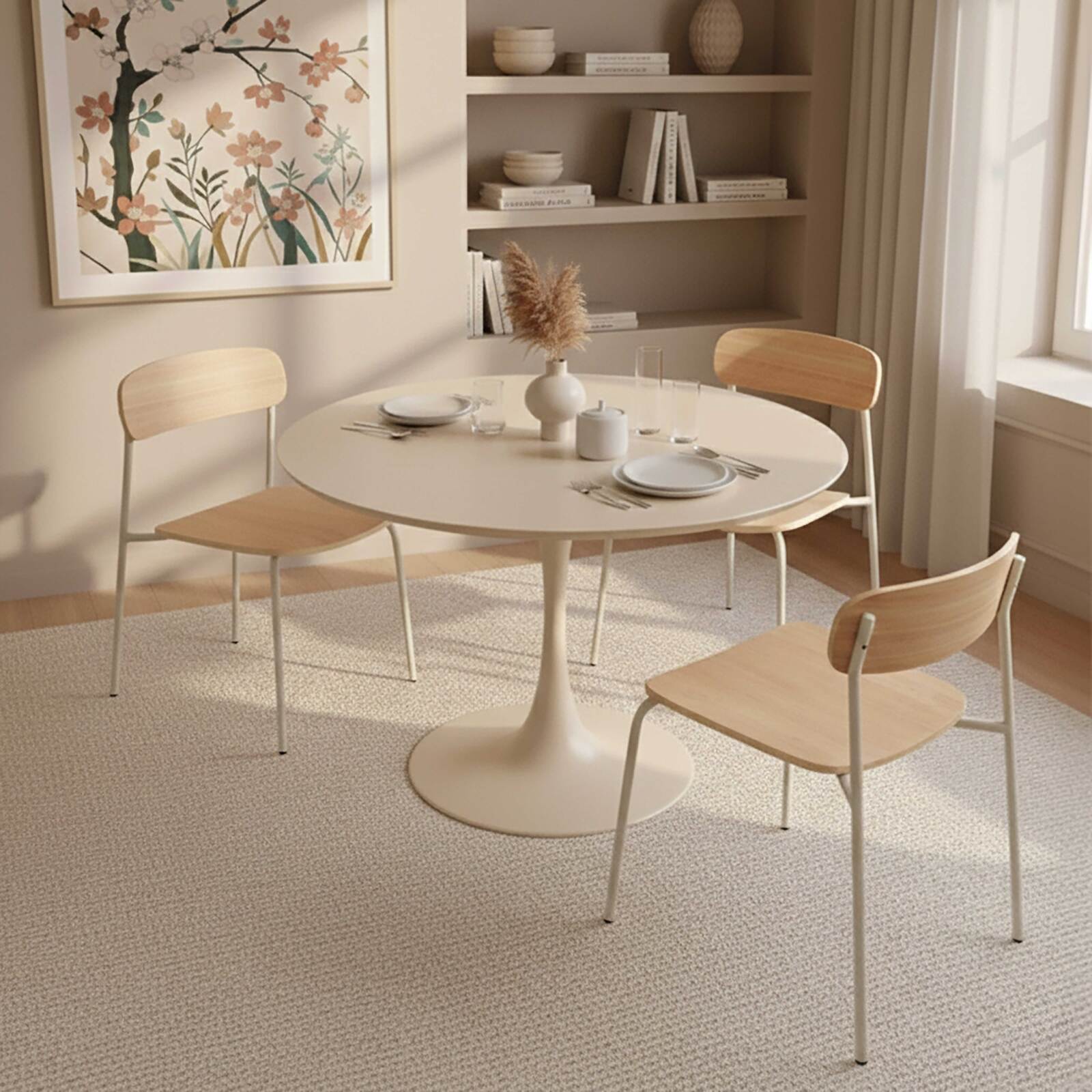 Tavolo da pranzo rotondo tinta unita 4 persone