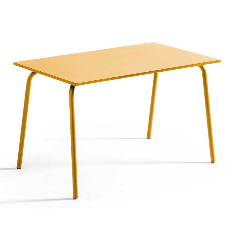 Tavolo da giardino rettangolare 120 x 70 cm e 4 sedie con braccioli in metallo (4/7)
