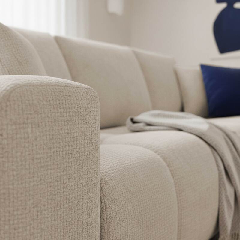 Divano angolare 3 posti in tessutocon chaise longue destra e cuscini (3/8)