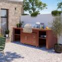 Cucina da esterno in metallo con barbecue e spazio - 3 moduli