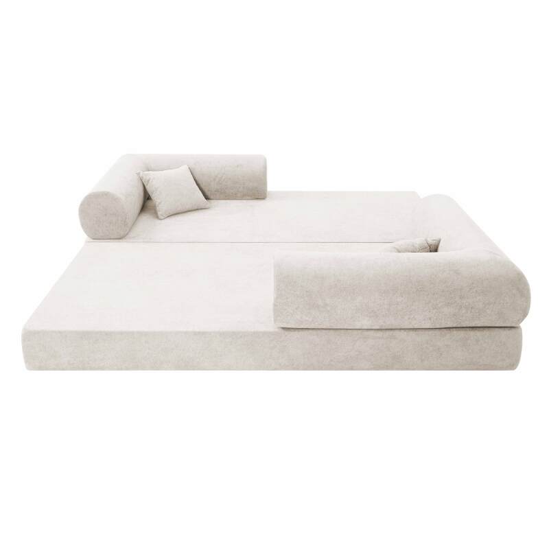 Divano letto 2 posti in tessuto con cuscini (5/8)