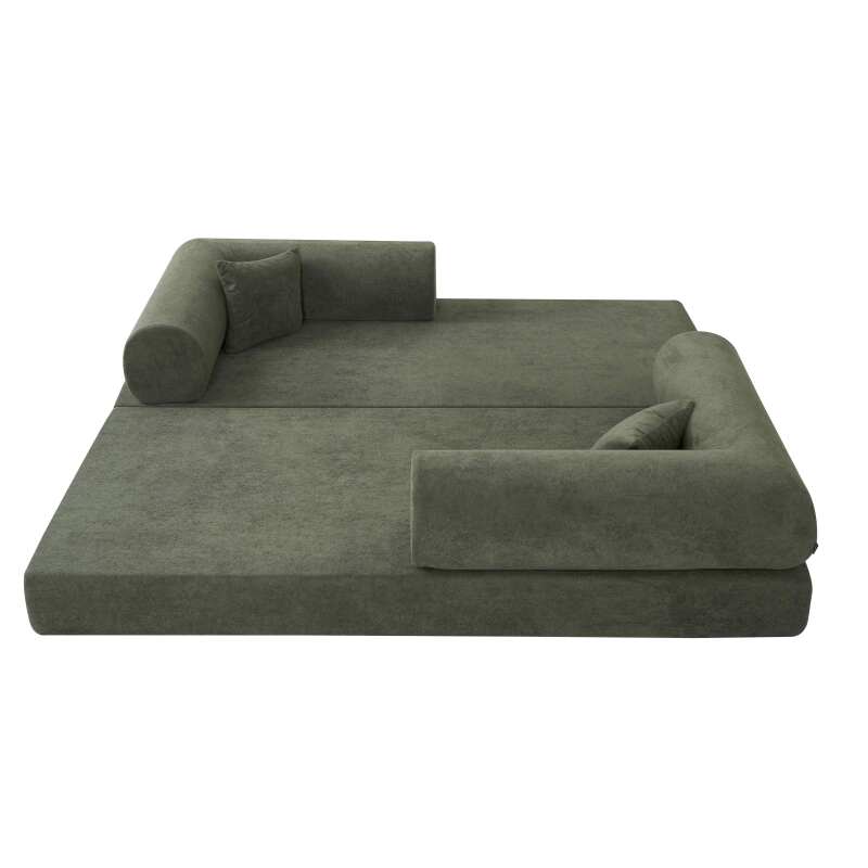 Divano letto 2 posti in tessuto con cuscini (5/8)