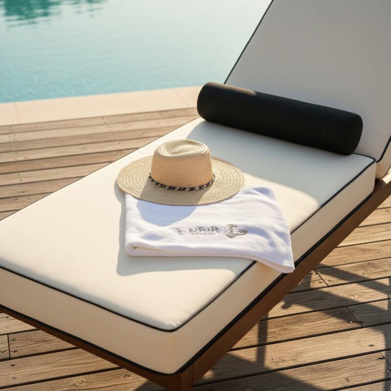 Sdraio da giardino in alluminio effetto legno reclinabile 4 posizioni con cuscino (2/6)