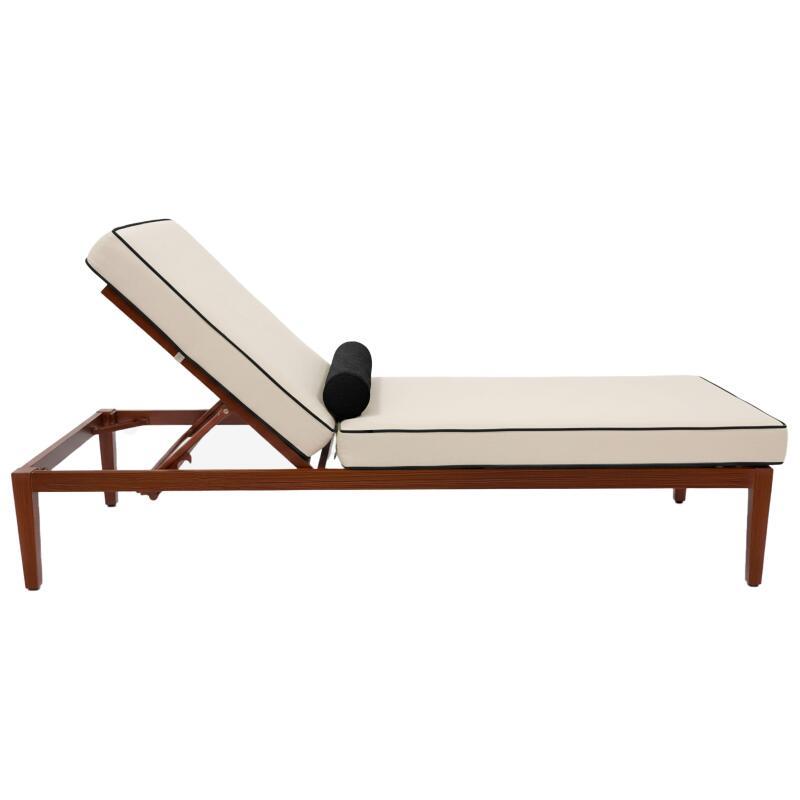 Sdraio da giardino in alluminio effetto legno reclinabili 4 posizioni con cuscino - Set di 2 (4/7)