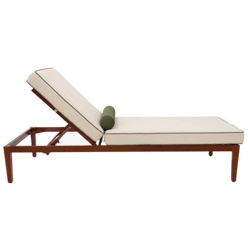 Sdraio da giardino in alluminio effetto legno reclinabili 4 posizioni con cuscino - Set di 2 (4/7)