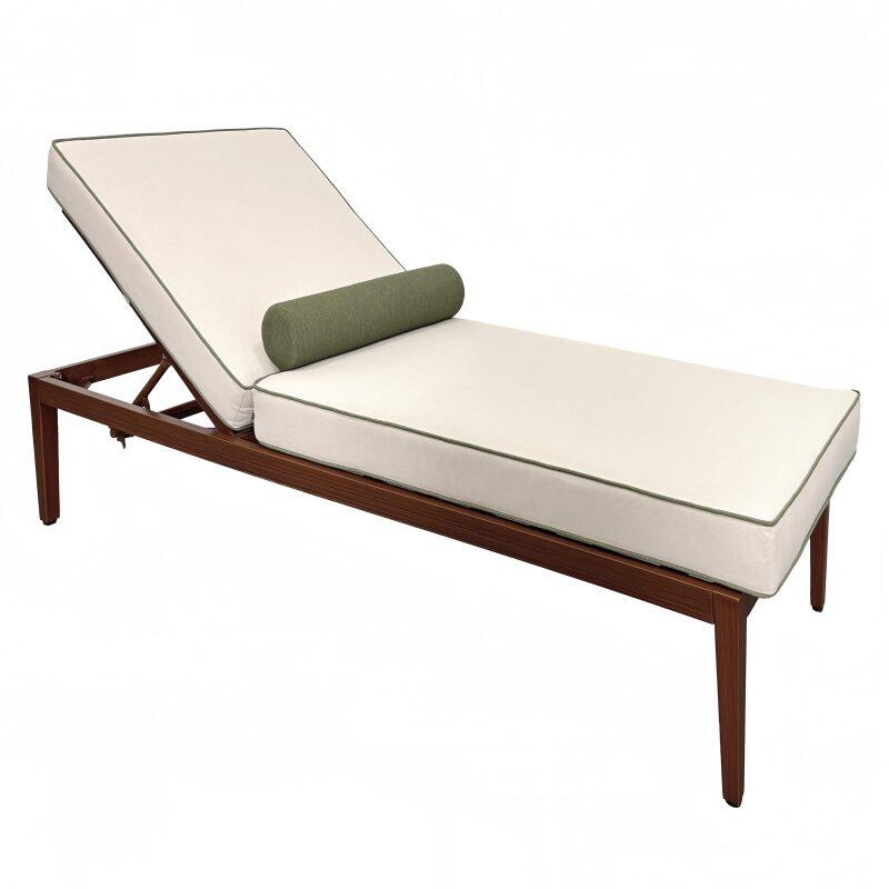 Sdraio da giardino in alluminio effetto legno reclinabili 4 posizioni con cuscino - Set di 2 (3/7)