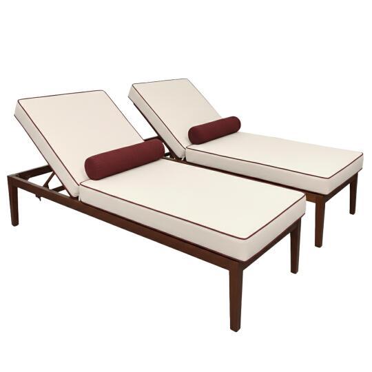 Sdraio da giardino in alluminio effetto legno reclinabili 4 posizioni con cuscino - Set di 2 | Oviala