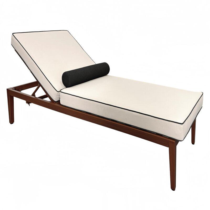 Sdraio da giardino in alluminio effetto legno reclinabili 4 posizioni con cuscino - Set di 2 (3/7)