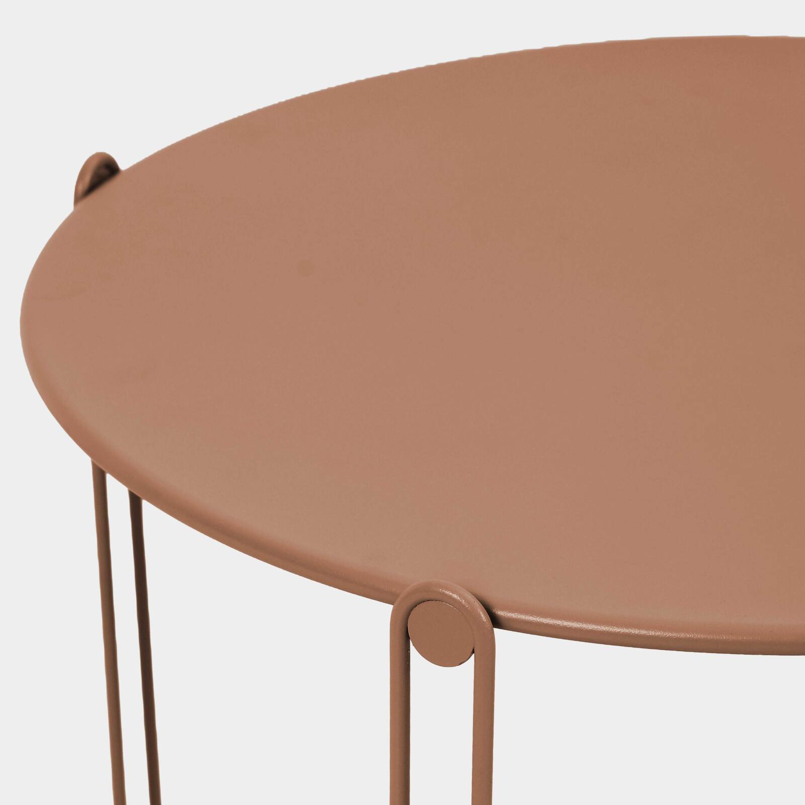 Tavolini piccoli impilabili da esterno rotondi in metallo Ø60x40 cm e Ø45x36 cm - Per 2