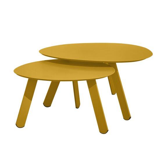 Tavolini piccoli impilabili da esterno rotondi in metallo Ø68x40 cm e Ø55x36 cm - Per 2 | Oviala