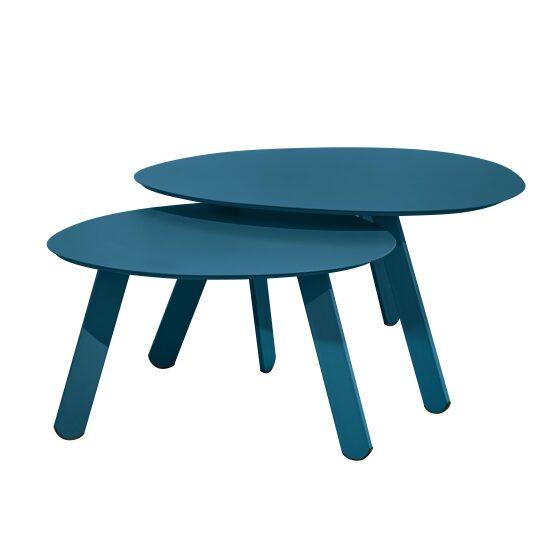 Tavolini piccoli impilabili da esterno rotondi in metallo Ø68x40 cm e Ø55x36 cm - Per 2