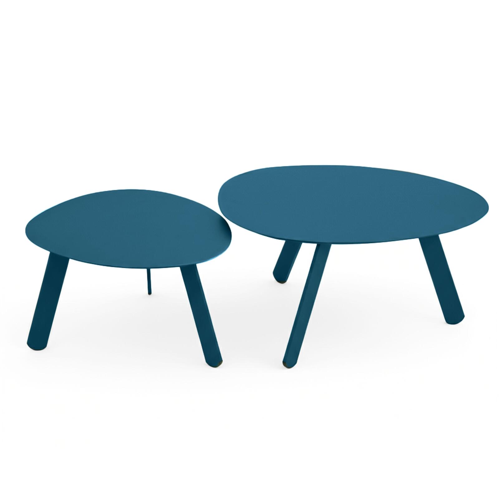 Tavolini piccoli impilabili da esterno rotondi in metallo Ø68x40 cm e Ø55x36 cm - Per 2