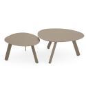 Tavolini piccoli impilabili da esterno rotondi in metallo Ø68x40 cm e Ø55x36 cm - Per 2