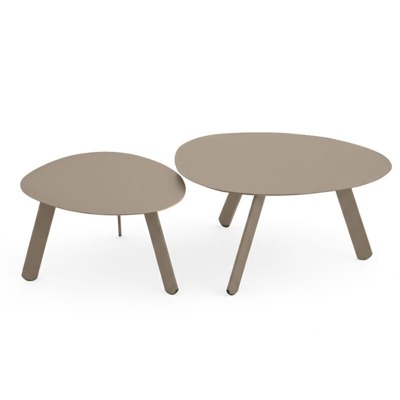 Tavolini piccoli impilabili da esterno rotondi in metallo Ø68x40 cm e Ø55x36 cm - Per 2