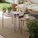 Tavolini piccoli impilabili da esterno rotondi in metallo Ø60x40 cm e Ø45x36 cm - Per 2