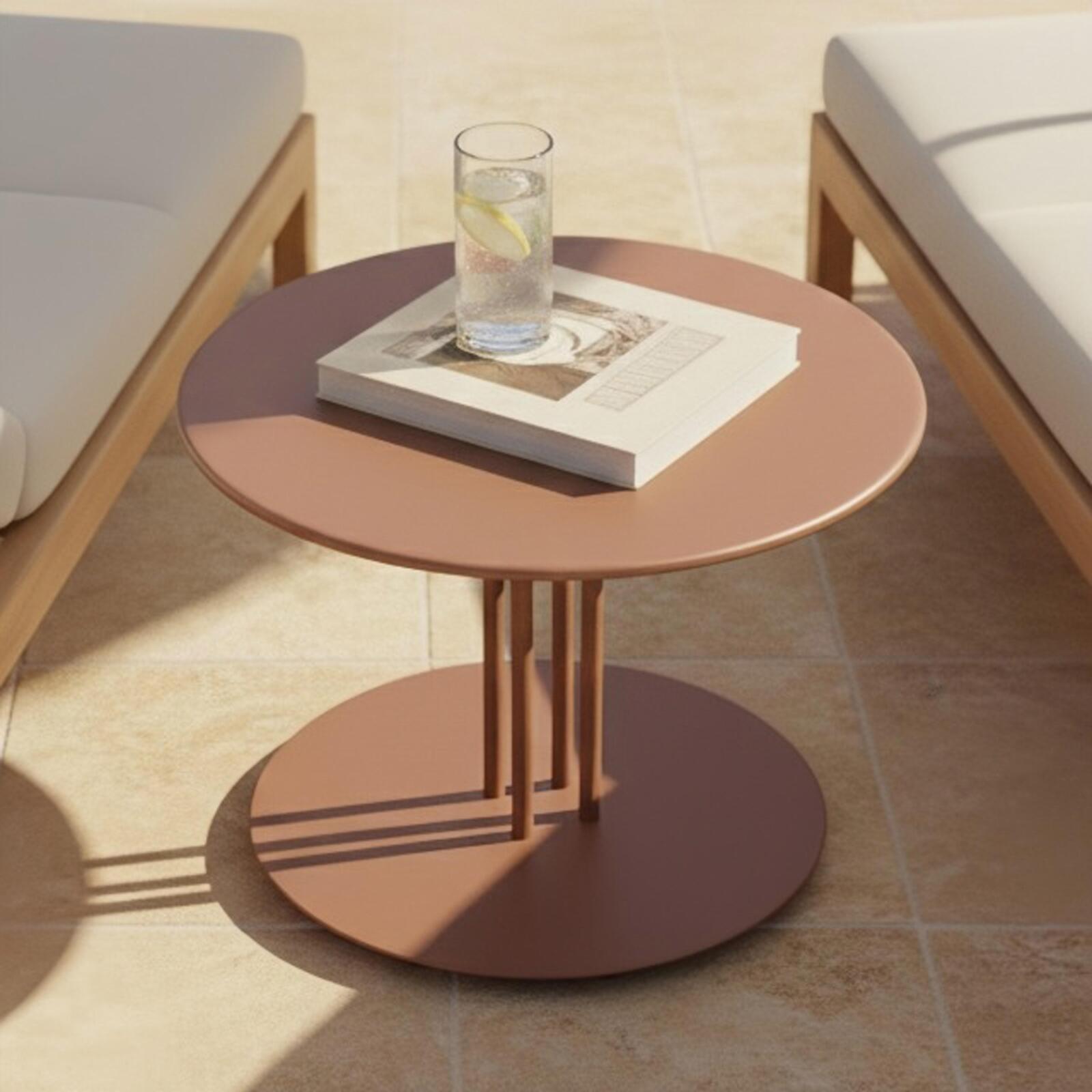 Tavolino piccolo da esterno rotondo in metallo Ø50x38 cm