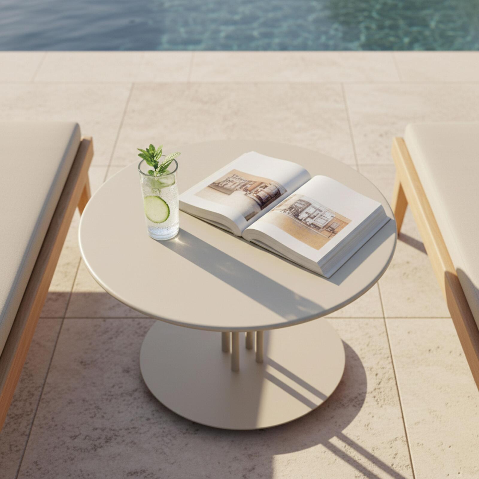 Tavolino piccolo da esterno rotondo in metallo Ø50x38 cm