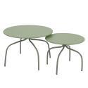 Tavolini piccoli impilabili da esterno rotondi in metallo Ø60x40 cm e Ø40x36 cm - Per 2