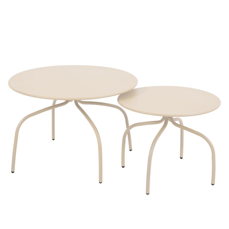 Tavolini piccoli impilabili da esterno rotondi in metallo Ø60x40 cm e Ø40x36 cm - Per 2