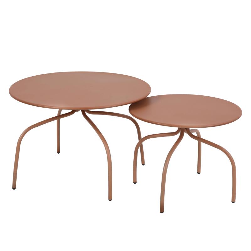Tavolini piccoli impilabili da esterno rotondi in metallo Ø60x40 cm e Ø40x36 cm - Per 2