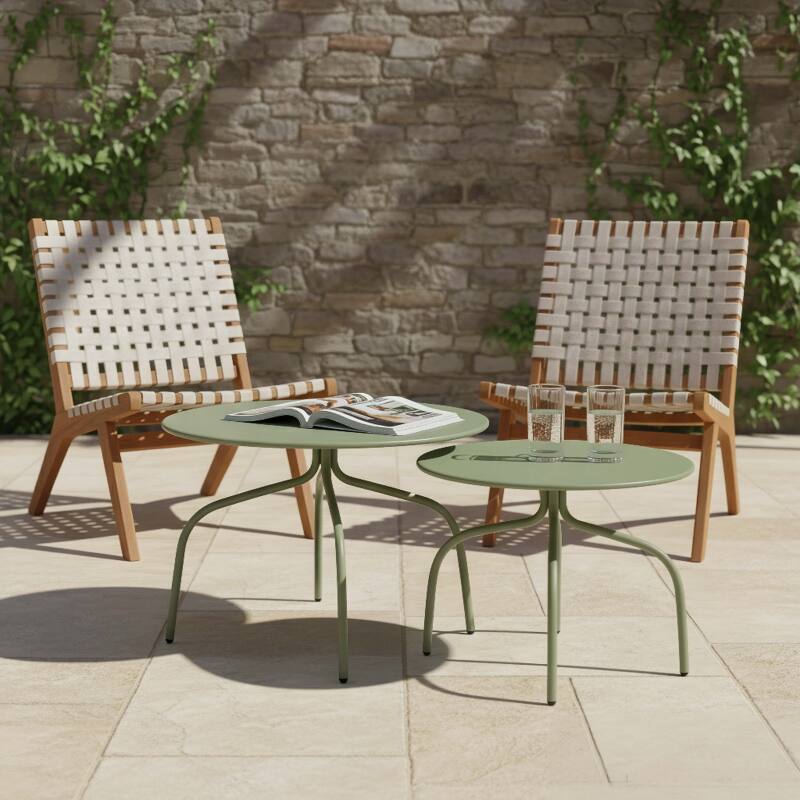 Tavolini piccoli impilabili da esterno rotondi in metallo Ø60x40 cm e Ø40x36 cm - Per 2 - Lifestyle